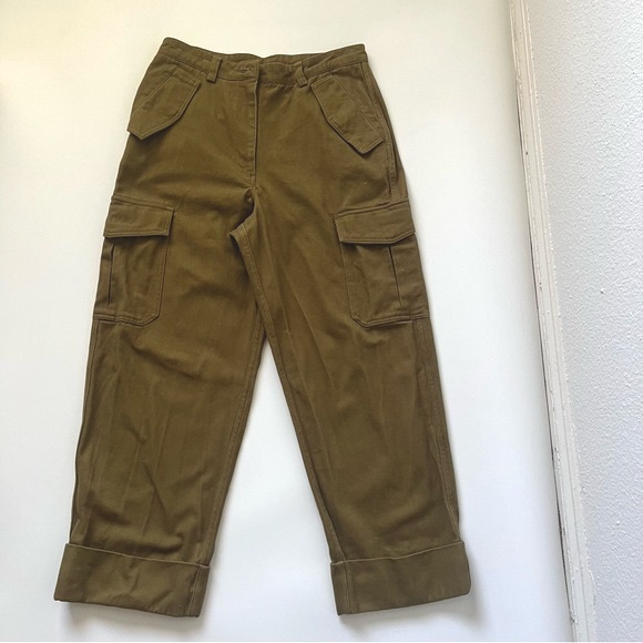 H&M Ankle lenth Cargo Pants Khaki Olive Green 8 - Picture 3 of 12